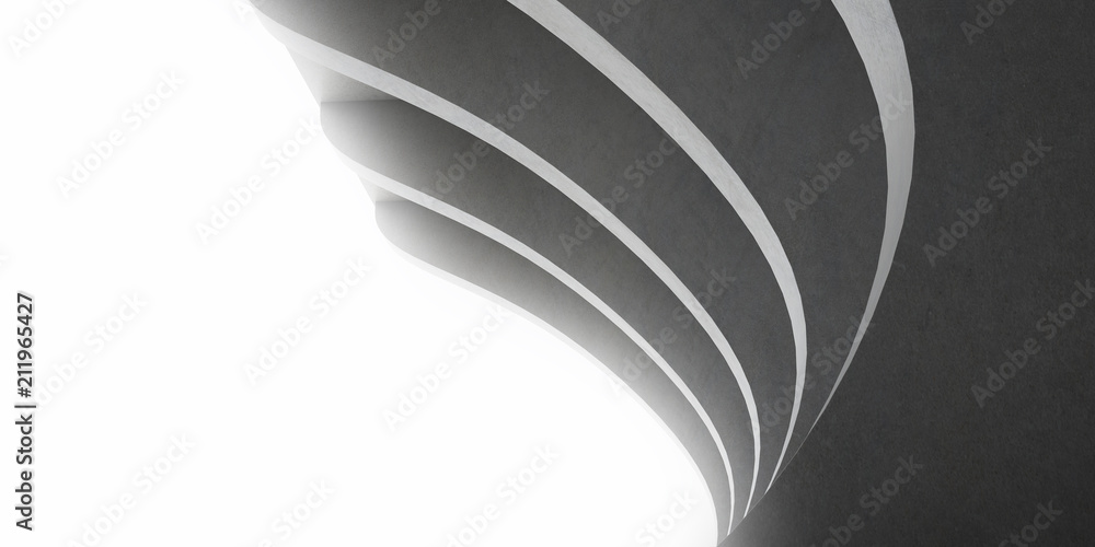 Aufkleber 3d stimulate of curve concrete interior space with sun light cast the shadow on the wall and floor,p