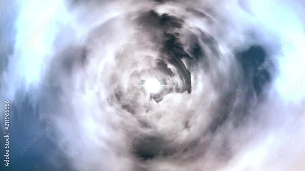 Poster tunnel from clouds background texture fairy-tale design. abstract background of a tunnel of clouds