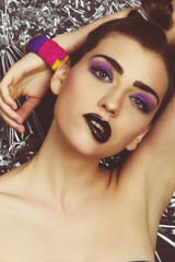 make up and hair style beauty portrait concept girl fashion model beauty editorial