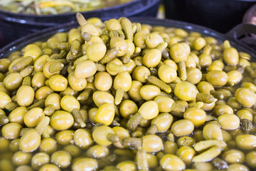 Olives stuffed with cornichons so tasty