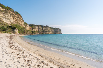 Beautiful empty sandy beach and turquoise sea