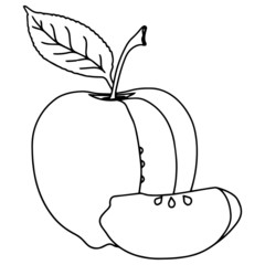 Cute cartoon apple on white background for children’s prints, t-shirt and funny and friendly character for kids