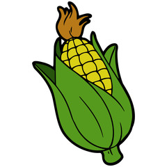 Corn cartoon illustration isolated on white background for children color book
