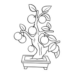 Cute orange cartoon illustration isolated on white background for children color book