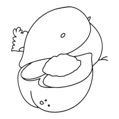 Peach cartoon illustration isolated on white background for children color book