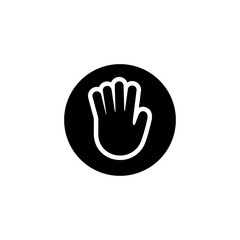 Stop Hand. Flat Vector Icon illustration. Simple black symbol on white background. Stop Hand sign design template for web and mobile UI element