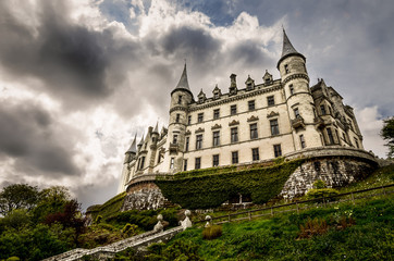 Fototapeta premium Fairytale castle, Scotland, Great Britain Scottish landscape. 