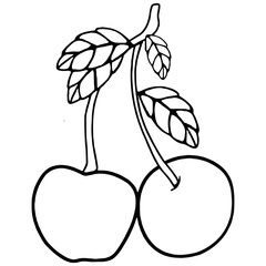 Cherry cartoon illustration isolated on white background for children color book