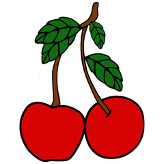 Cherry cartoon illustration isolated on white background for children color book