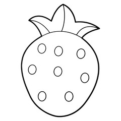 Cute strawberry cartoon illustration isolated on white background for children color book