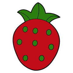 Cute strawberry cartoon illustration isolated on white background for children color book