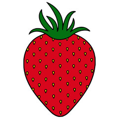 Cute strawberry cartoon illustration isolated on white background for children color book