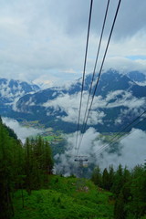 Cable car coach going to the Dachstein Mountains on Mount Krippenstein, Upper Austria