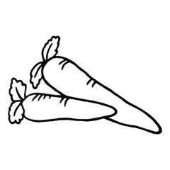 Cute carrot cartoon illustration isolated on white background for children color book