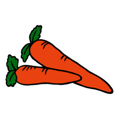 Cute carrot cartoon illustration isolated on white background for children color book