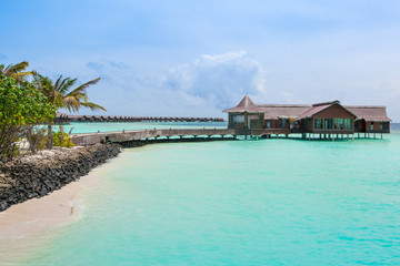 Overwater bungalow in the Indian Ocean
