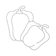 Bell pepper cartoon illustration isolated on white background for children color book