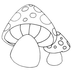Mushroom cartoon illustration isolated on white background for children color book