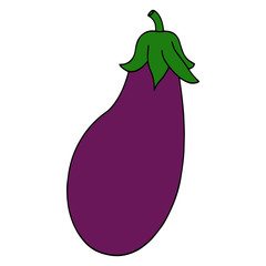 Cute eggplant cartoon illustration isolated on white background for children color book