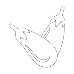 Cute eggplant cartoon illustration isolated on white background for children color book
