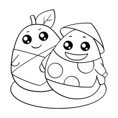 Grapefruit cartoon illustration isolated on white background for children color book