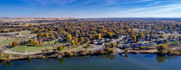 Aerial View of Payette Idaho and Snake River