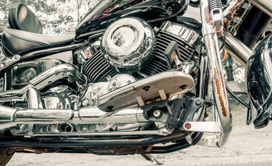 chrome parts of motorcycle engine, motorcycle engine