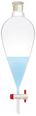 Conical separating funnel with solution