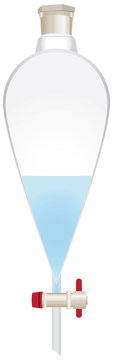 Conical Separating Funnel With Solution