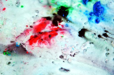 Painting watercolor colorful abstract background in red green white hues and colors
