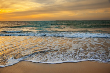 beautiful landscape with tropical sea sunset on the beach