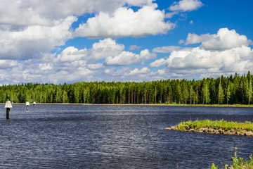 Saimaa canal near Lappeenranta, beautiful summer landscape, Finland