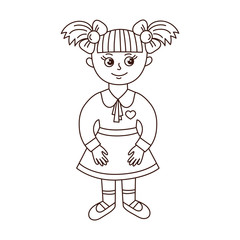 Line doodle girl doll toy vector