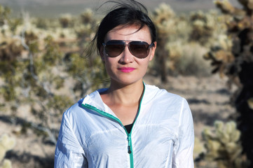 chinese woman visiting Joshua Tree National park