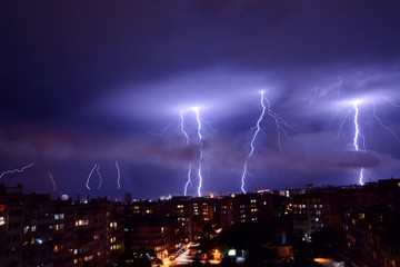 Thunder storm over Varna city before the rain