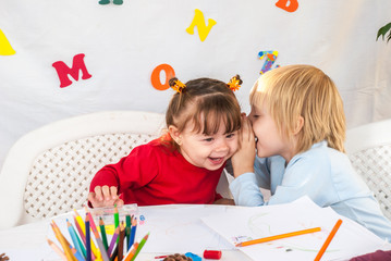 Little friends at a drawing lesson