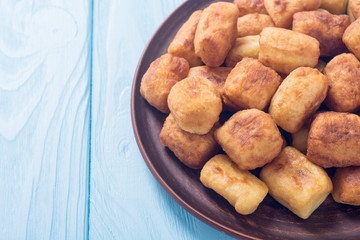 Homemade fried potatoes gnocchi