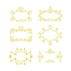 Floral frame set made in modern line style vector. The geometry of the thematic lines, curves, intersections of lines, spiral elements of the same thickness.