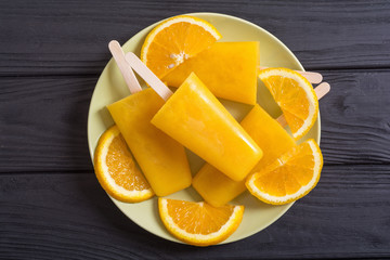Homemade orange popsicle