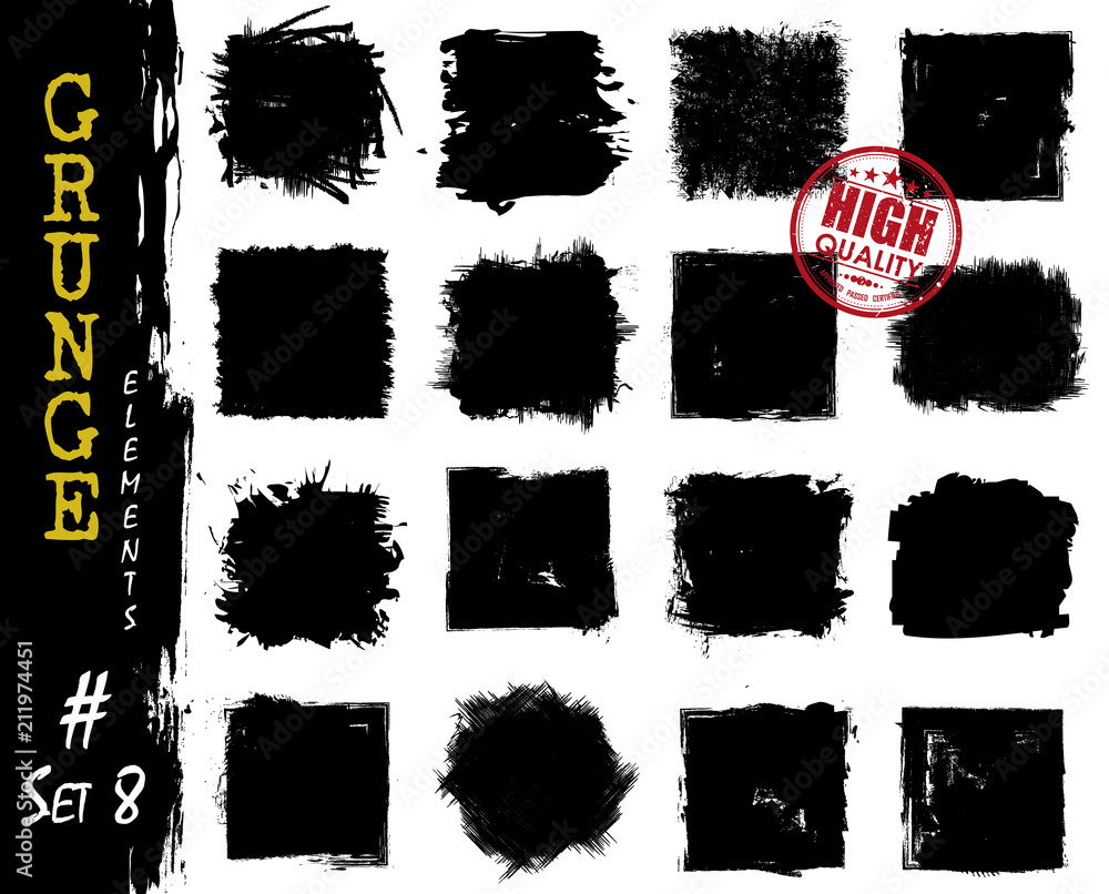 Wall mural set of grunge style square shapes . elements vector