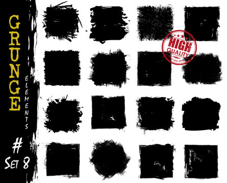 Set of grunge style square shapes . Elements vector