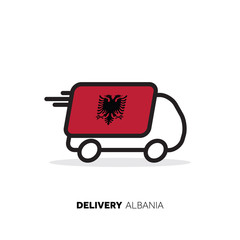 Albania delivery van. Country logistics concept