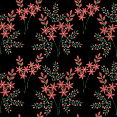 Seamless pattern with embroidery flowers