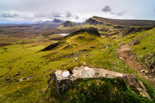 Isle of skye, Quiraing mountain excursion terkking path, Scotland scenic landscape