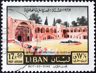 Beit-ed Din Palace on postage stamp of Lebanon