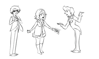 waiter office worker Man girls in evening gowns artist woman on horseback, the woman is sitting woman with documents cartoon vector animated characters, painted people, office workers, men and women, 