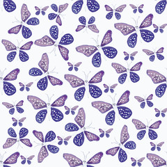 Bright Butterfly Drawing Seamless Pattern