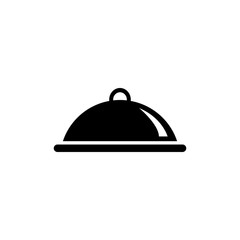 Covered Food, Meal Tray. Flat Vector Icon illustration. Simple black symbol on white background. Covered Food, Meal Tray sign design template for web and mobile UI element