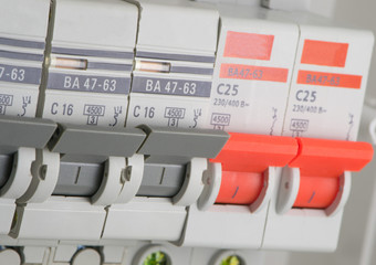 Circuit breakers are installed in a box