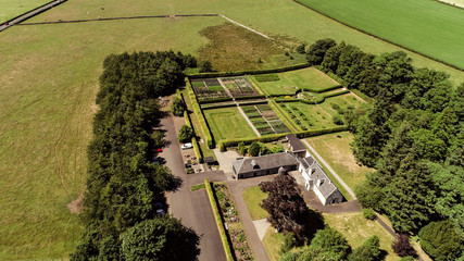 Aerial image of Geilston Garden. A 200-year-old walled garden by the River Clyde